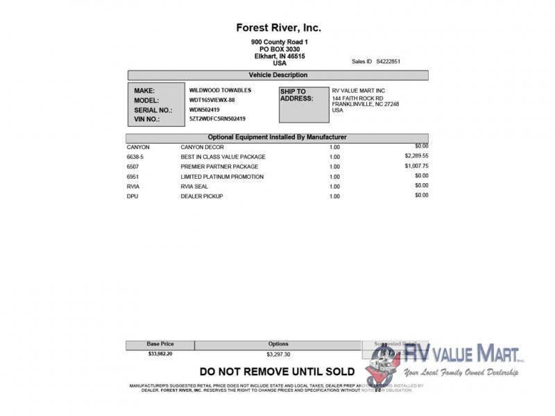 2024 Forest River Wildwood FSX 165VIEW for Sale