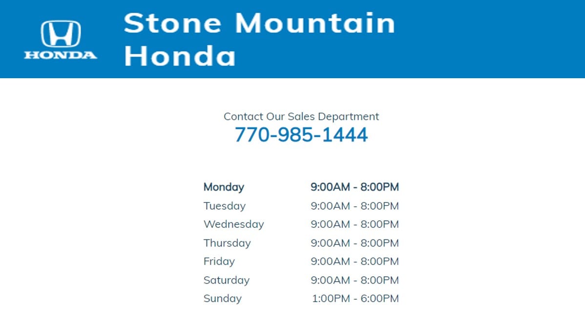 Stone Mountain Honda in Snellville, GA 30078